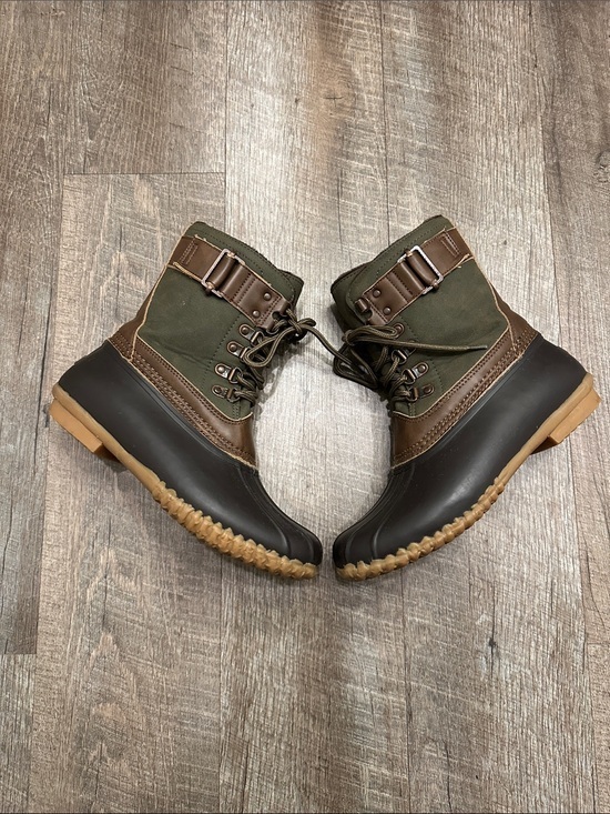 JBU Olive Green & Brown Waterproof Duck Boots 6.5 main image 10
